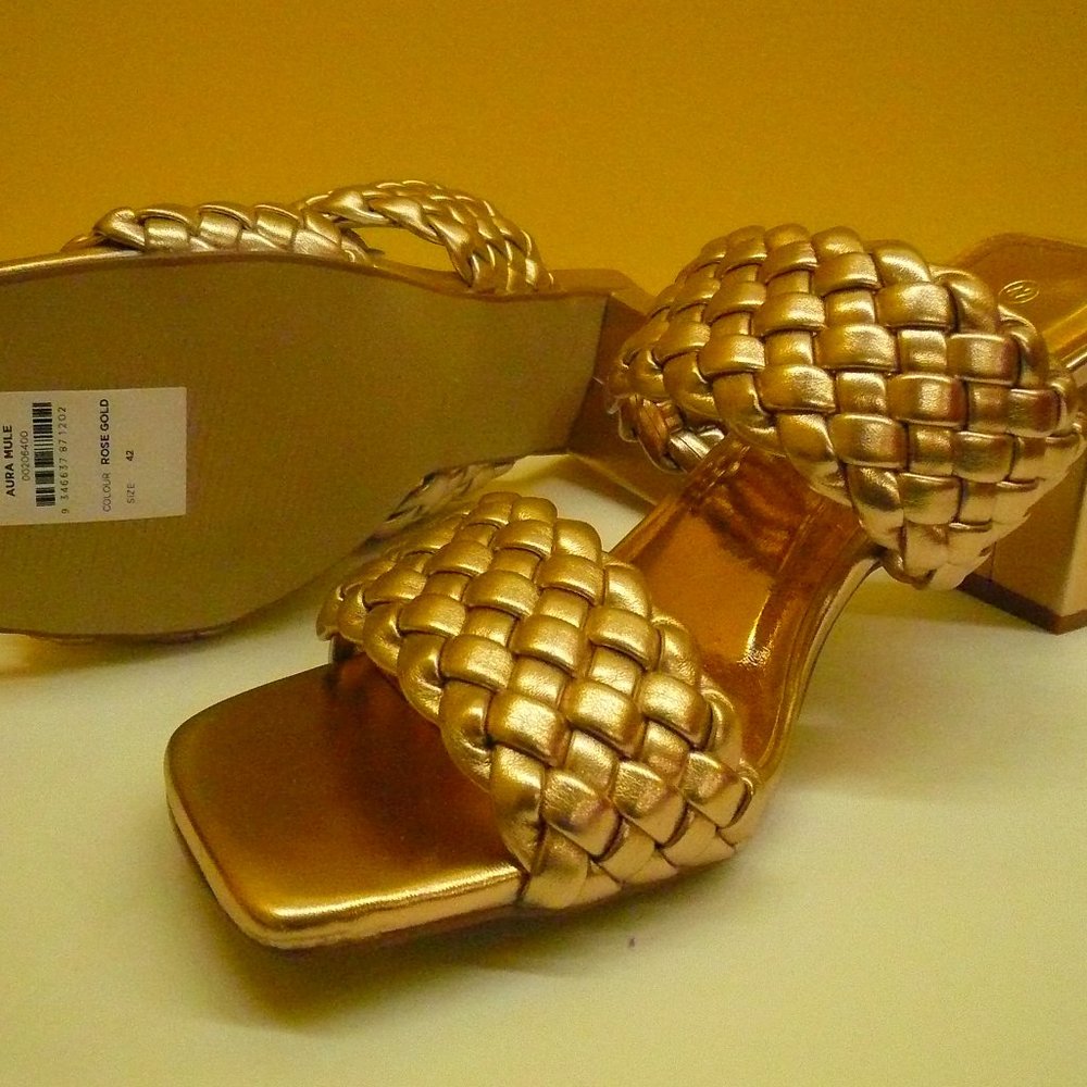 City Chic Aura Mule Rose Gold Size 11